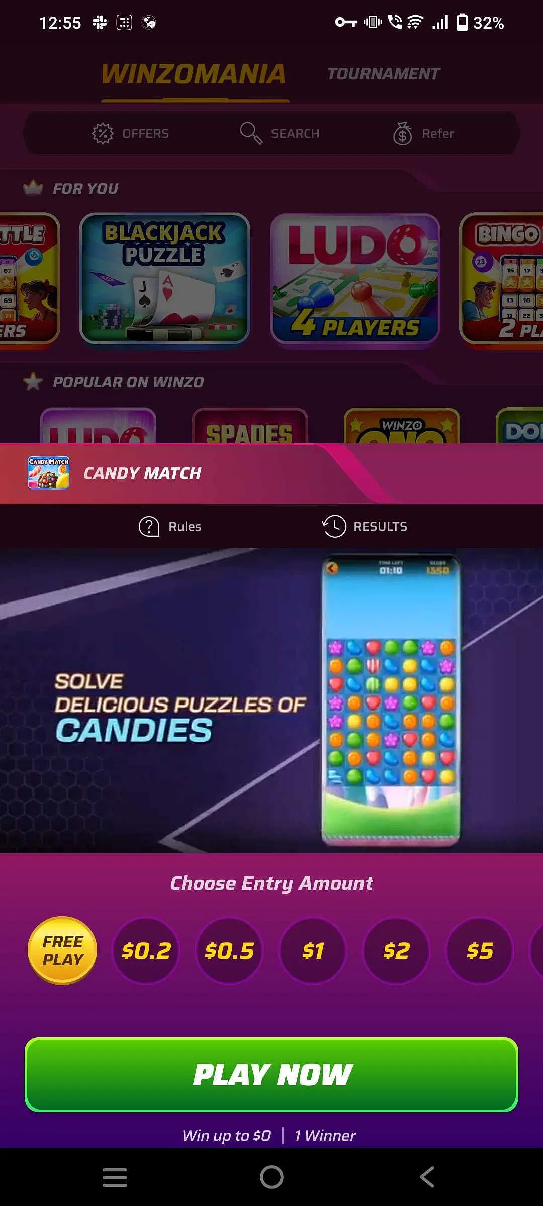 Step to play online candy game